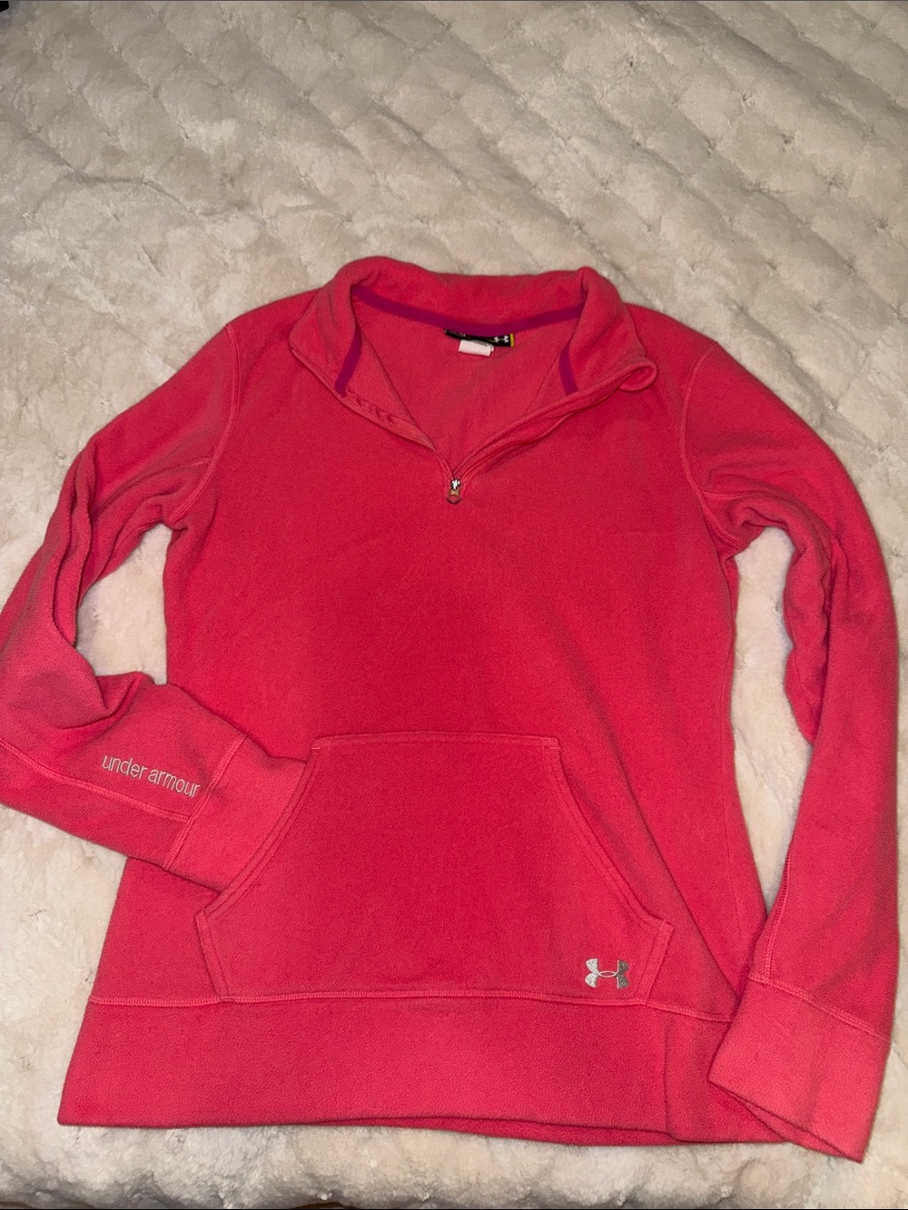 Under Armour Women's Coral Pink 1/4 Zip Fleece Pullover